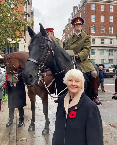 Annette Badland at the Animals in War Memorial Remembrance Gathering in Hyde Park. 
